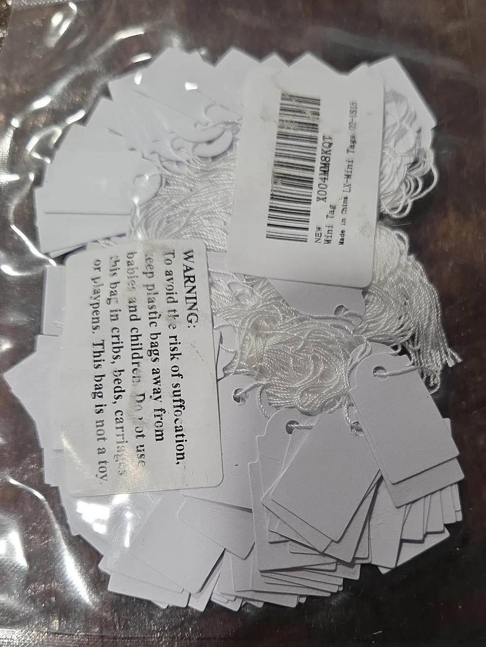 12 Pks Mini Tags with Strings - Pack of Blank Hang Tags